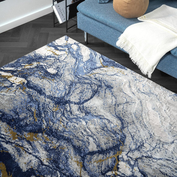 Blue Grey Marble Area Rug