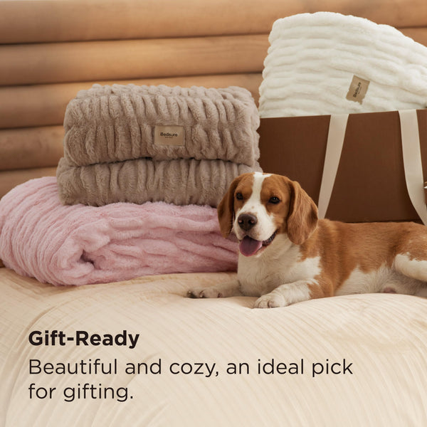 Faux Fur Throw Blanket – Double-Sided Plush 50"x60"