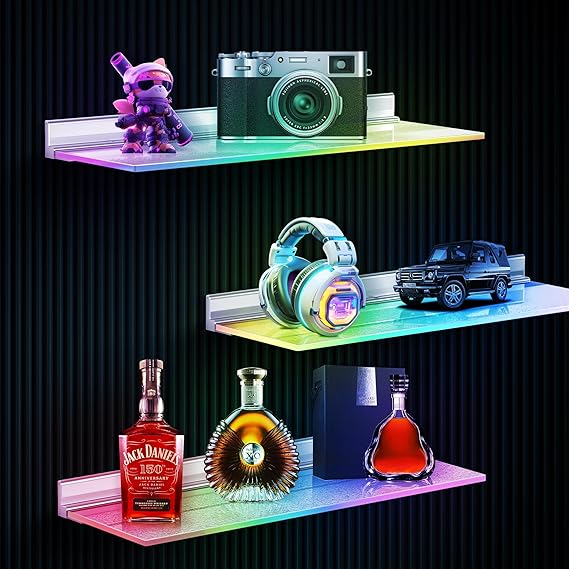 RGB LED Floating Wall Shelves with Smart Voice Control – 2 Pack