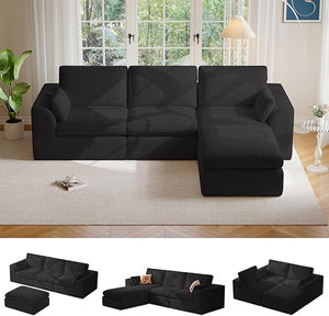108" Modular Sectional Cloud Couch with Ottoman
