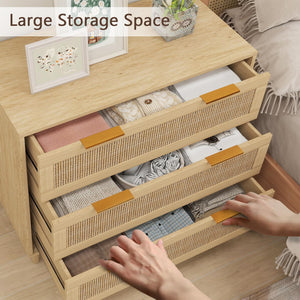3-Drawer Rattan Dresser