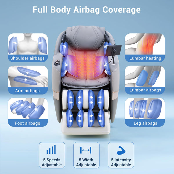 Full Body Massage Chair with Flexible SL Track and Zero Gravity