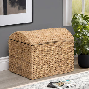Water Hyacinth Wicker Storage Trunk with Metal Frame