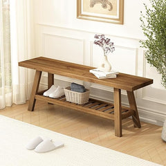 Reclaimed Wood Farmhouse Entryway Bench with Storage Shelf