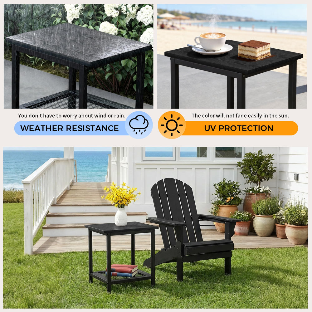 2-Tier Outdoor Side Table with Storage