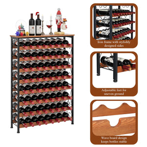64-Bottle Freestanding Wine Rack with LED Lights