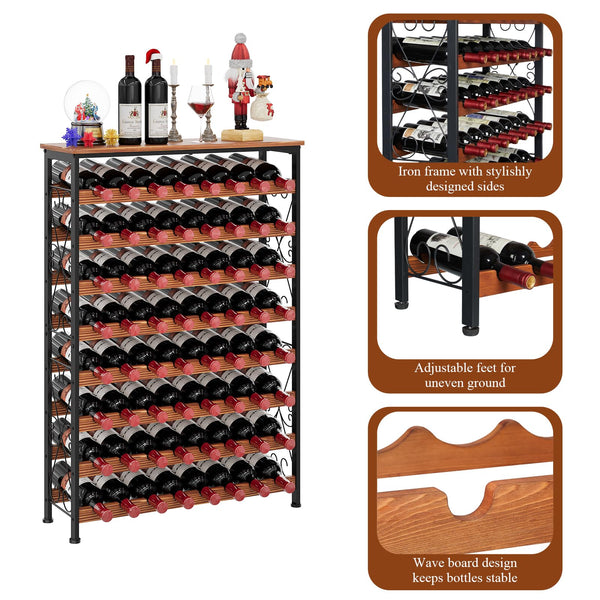 64-Bottle Freestanding Wine Rack with LED Lights
