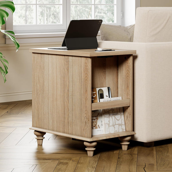3-Piece Farmhouse Living Room Table Set with Charging Station