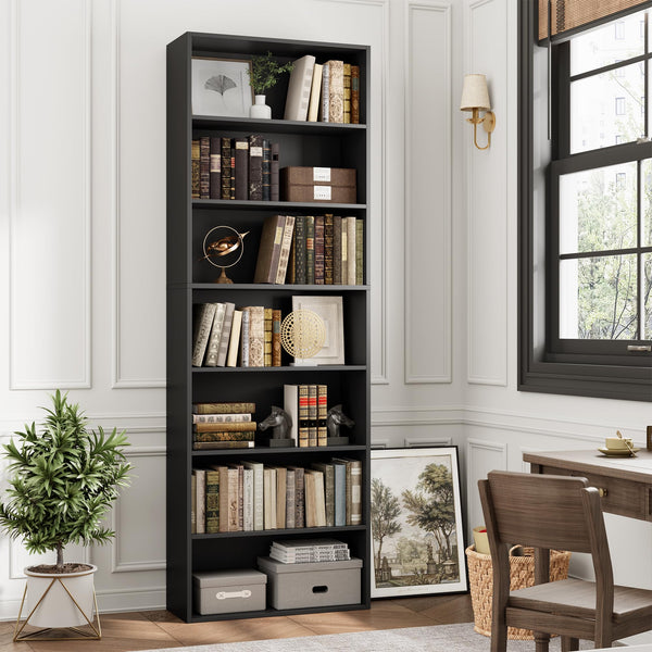 7-Tier Tall Bookshelf – Open Shelves Freestanding Bookcase