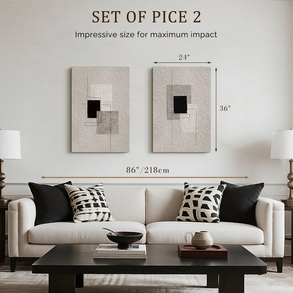 Large Abstract Wall Art Set of 2 – 24x36 Inch Framed Sandstone Canvas