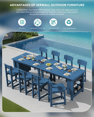 Outdoor Bar Stools Set of 2 with Back – Counter Height HDPE Patio Barstools