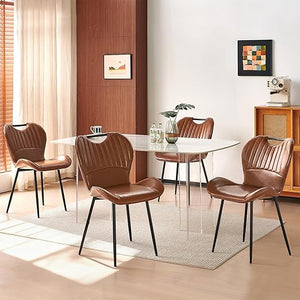 Dining Chairs Set of 4 – Faux Leather with Metal Legs
