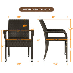 Stackable Outdoor Rattan Dining Chairs Set of 4 with Armrests
