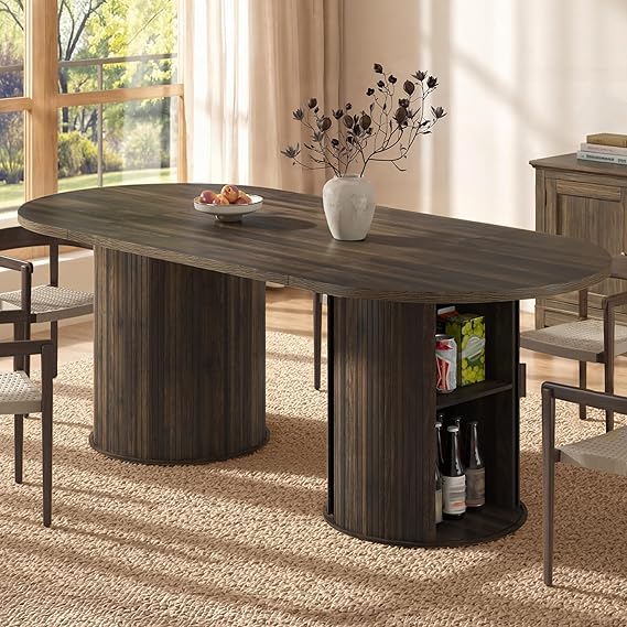 Oval Dining Table with Hidden Storage, Seats 6–8