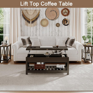 Lift Top Coffee Table with Storage | Convertible to Dining Table | Modern Black