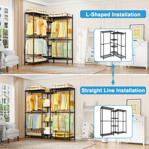 6-Tier Heavy-Duty Freestanding Closet Organizer with Shelves & Hangers