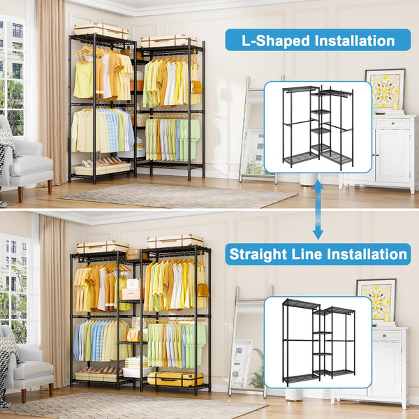 6-Tier Heavy-Duty Freestanding Closet Organizer with Shelves & Hangers