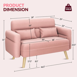 Mid-Century Modern 2-Seater Loveseat Sofa