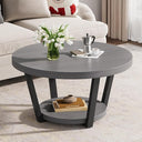 Round Coffee Table with Storage Shelf, 2-Tier