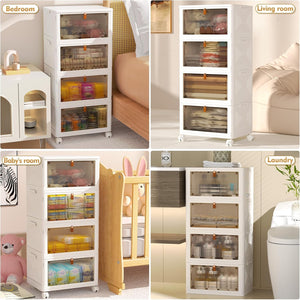 4-Tier Stackable Storage Bins with Lid & Wheels