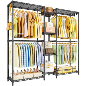 6-Tier Heavy-Duty Freestanding Closet Organizer with Shelves & Hangers
