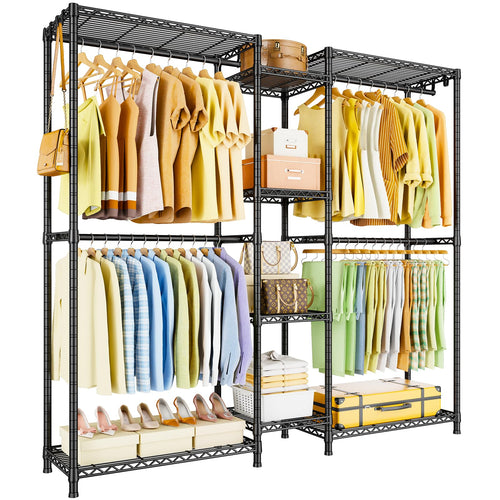 6-Tier Heavy-Duty Freestanding Closet Organizer with Shelves & Hangers