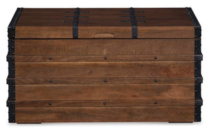 Vintage Wooden Storage Trunk with Hinged Top