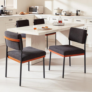 Upholstered Faux Leather Dining Chairs with Metal Legs