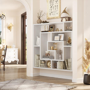 8-Shelf Geometric Bookcase – Freestanding & Wall Mount