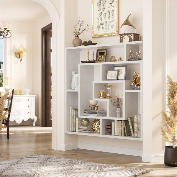 8-Shelf Geometric Bookcase – Freestanding & Wall Mount
