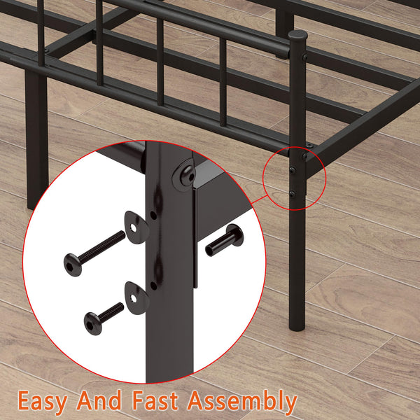 Metal Platform Bed Frame with Storage & Steel Slat Support