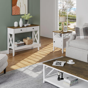 Console Table with 2 Drawers and Storage Shelf