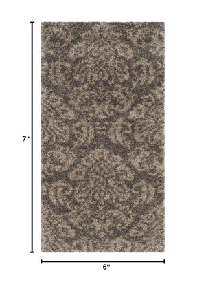 5'3" x 7'6" Shag Area Rug – Damask Design, Non-Shedding, 1.2-Inch Thick