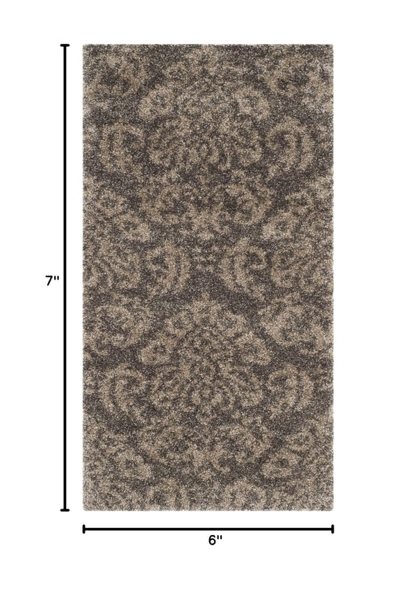 5'3" x 7'6" Shag Area Rug – Damask Design, Non-Shedding, 1.2-Inch Thick
