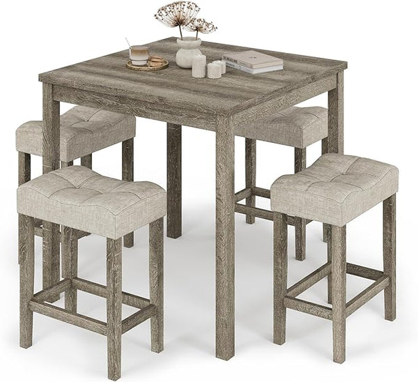 3-Piece Counter Height Bar Table Set with USB & Stools