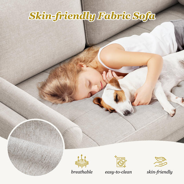 2-Seat Loveseat Sofa with Solid Wood Legs