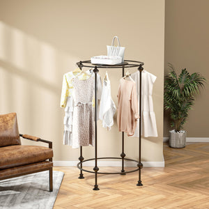 Round Garment Rack with Top Shelf