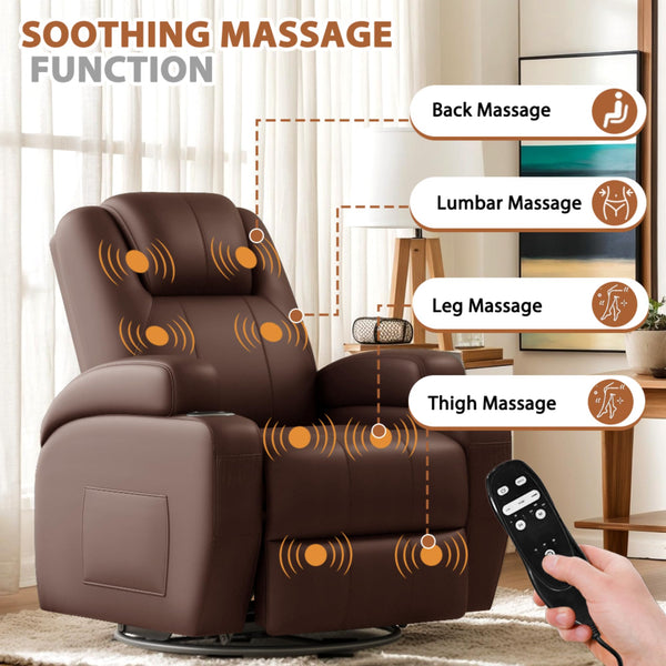 Swivel Rocker Recliner Chair with Vibration Massage