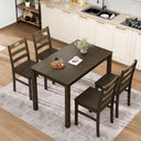 5-Piece Farmhouse Dining Table Set for 4 — Wood Kitchen Table and Chairs
