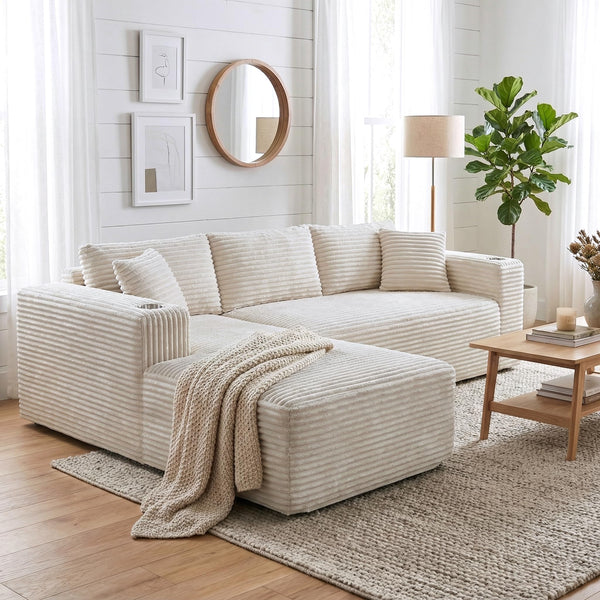 103" Modular Sectional Sofa with Chaise & Cup Holders