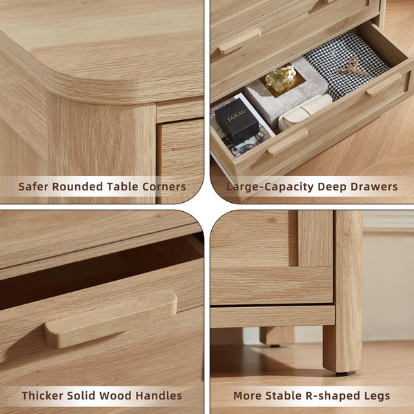 5-Drawer Farmhouse Wood Dresser with Deep Drawers