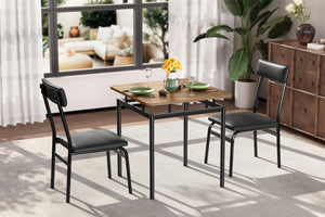 3-Piece Dining Table Set with PU Upholstered Chairs