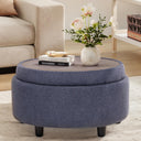 Round Storage Ottoman with Reversible Tray Lid