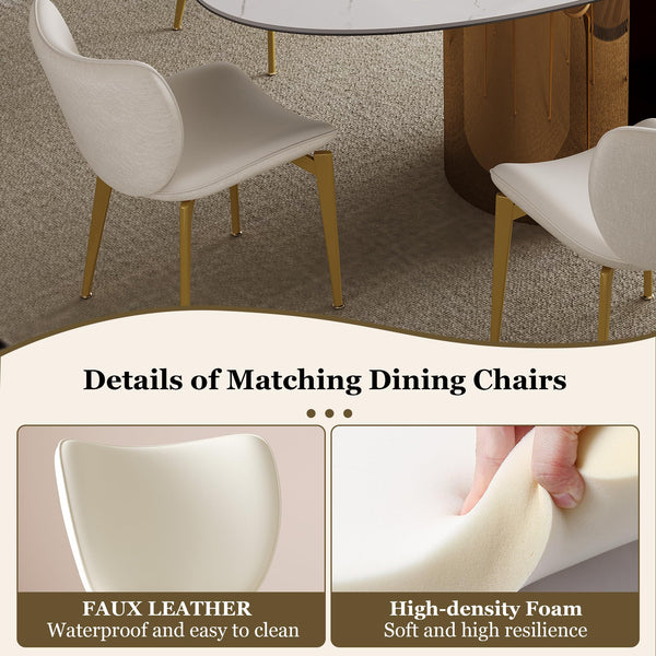 Oval Sintered Stone Dining Table Set with Stainless Steel Base