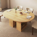 Extendable Dining Table with 3-Tier Storage Shelves & Pedestal Base