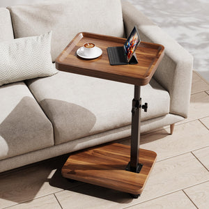 C-Shaped Adjustable Height Side Table with Wheels