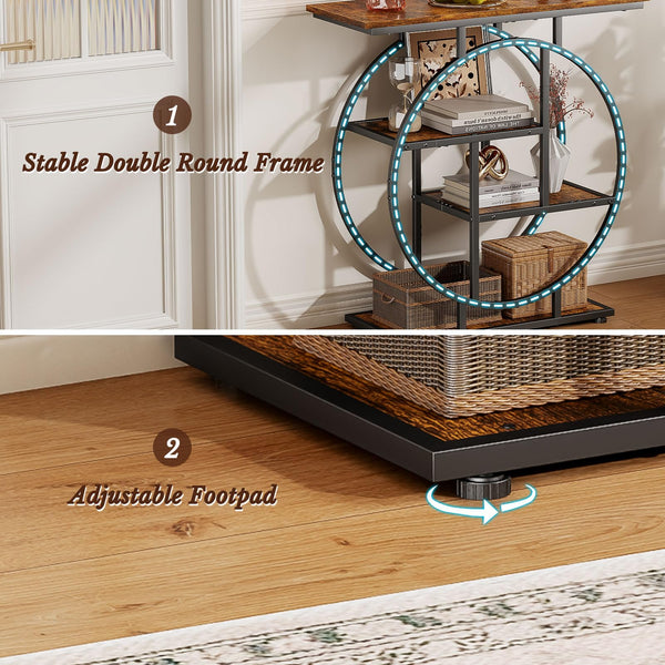 Narrow Console Table with Storage Shelves, 31.5"
