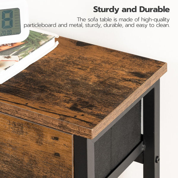 Narrow Console Table with 2 Fabric Drawers & 2-Tier Storage Shelves