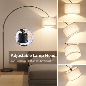 82" Arc Floor Lamp with Adjustable Arm & 3-Color LED
