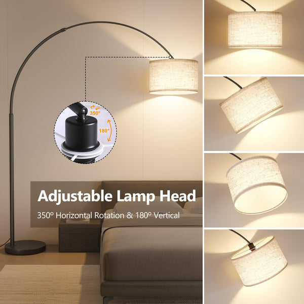 82" Arc Floor Lamp with Adjustable Arm & 3-Color LED